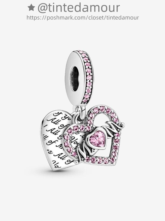 Pandora Heart & Mom Dangle Charm - Picture 1 of 2